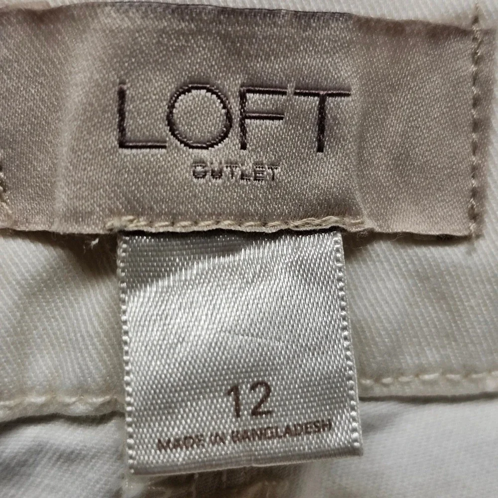 Loft‎ Outlet Womens Size 12 Cream Bermuda Chino Shorts Off White Cotton Spandex
